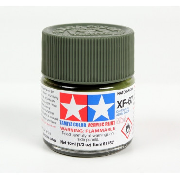 TINTA ACRÍLICA MINI XF-67 VERDE NATO FOSCO 10ML TAMIYA TAM 81767